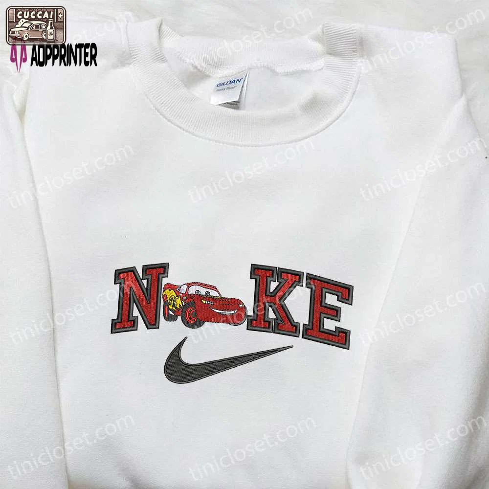 Disney characters embroidered sweatshirt lightning mcqueen x nike nike inspired shirt Embroidered Shirt