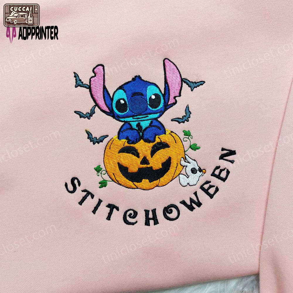 Disney halloween shirts: stitchoween pumpkin shirt & lilo & stitch embroidered hoodie Embroidered Shirt