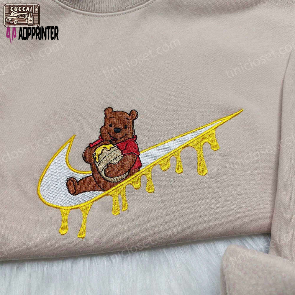 Disney winnie the pooh nike sweatshirt: custom embroidered hoodie with nike swoosh Embroidered Shirt