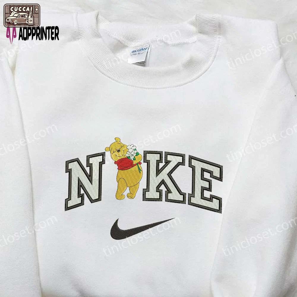 Disney x nike flower winnie the pooh embroidered sweatshirt – unique and stylish nike inspired shirt Embroidered Shirt
