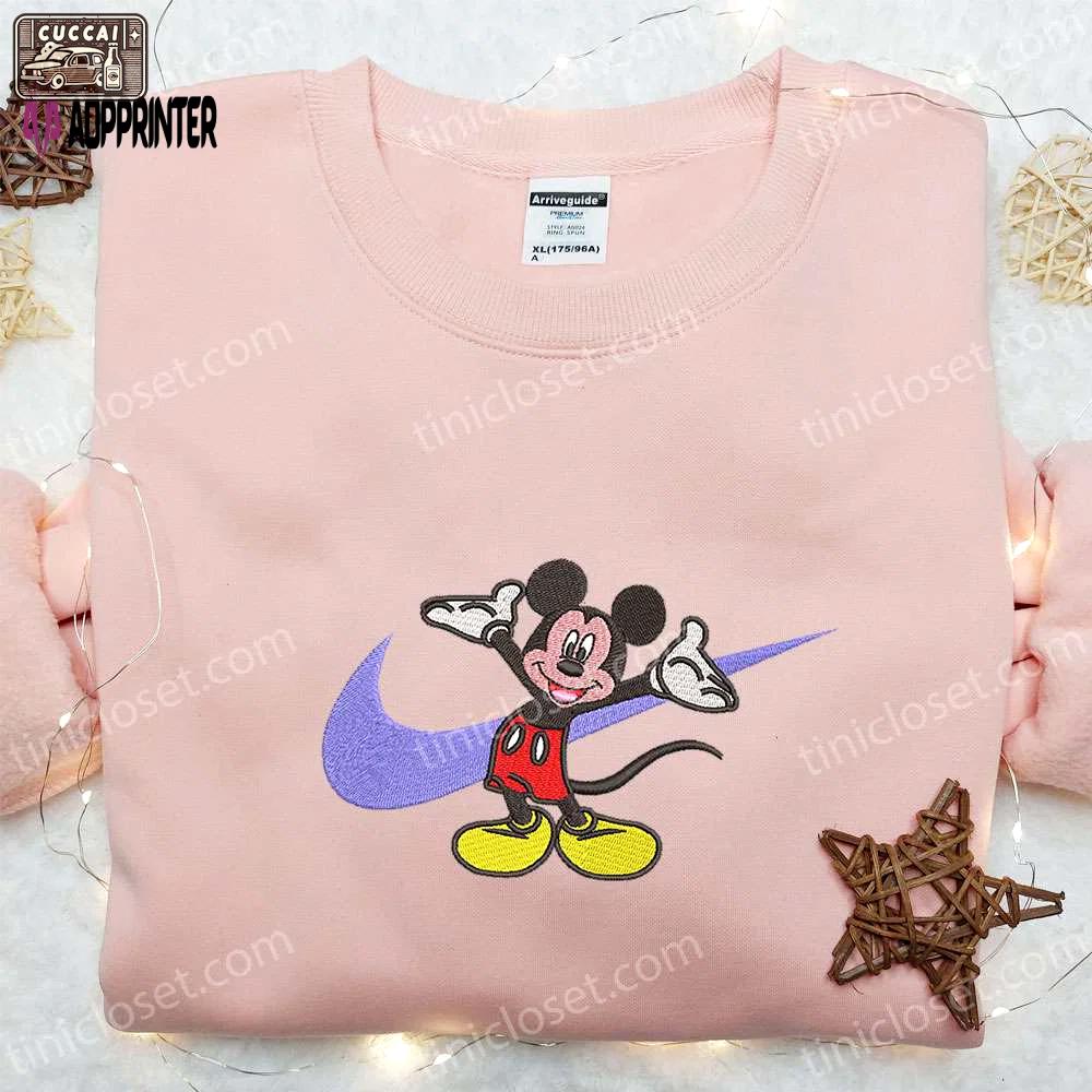 Disney x nike: mickey mouse embroidered hoodie & cartoon shirt nike inspired characters Embroidered Shirt