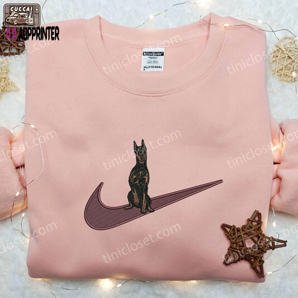 Dobermann x nike embroidered shirt – custom & inspired nike apparel Embroidered Shirt