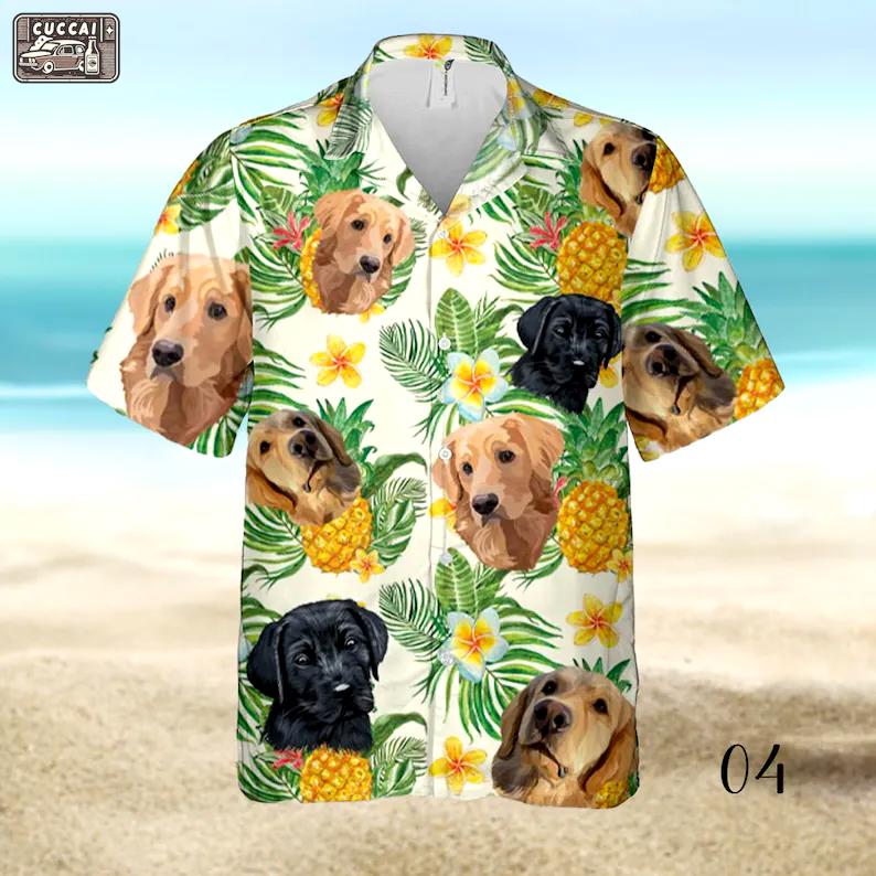 Dog face custom photo hawaiian shirt summer beach aloha 2 Hawaii Shirt Shorts & Flip Flops