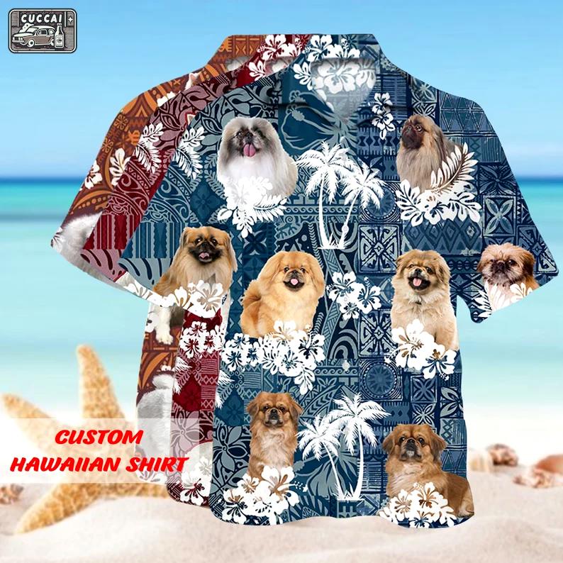 Dog face custom photo hawaiian shirt summer beach aloha 3 Hawaii Shirt Shorts & Flip Flops
