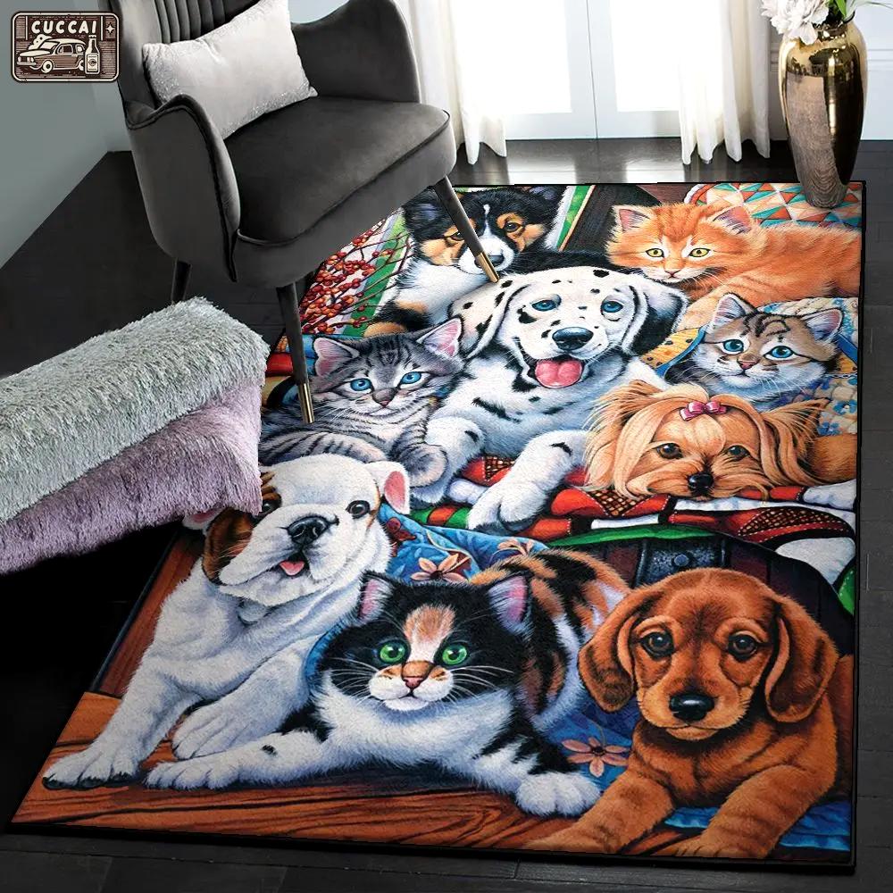 Dog lovers large area rugs, dogs and cats rug Rectangle Rug