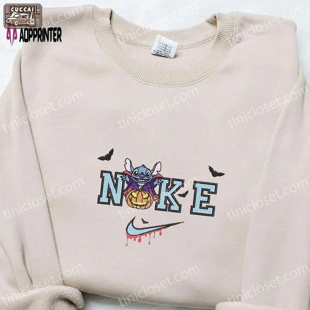 Dracula pumpkin x nike embroidered sweatshirt lilo and stitch disney shirt – the best halloween gift Embroidered Shirt