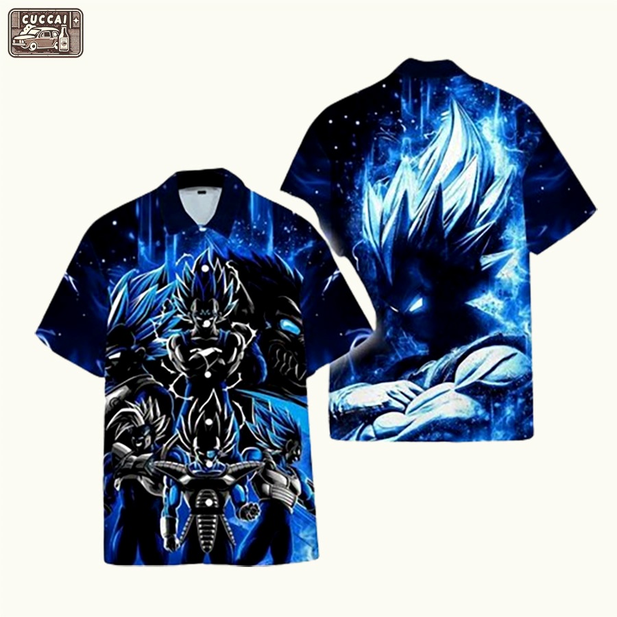 Dragon ball z vegeta blue tropical hawaiian shirt Hawaii Shirt Shorts & Flip Flops
