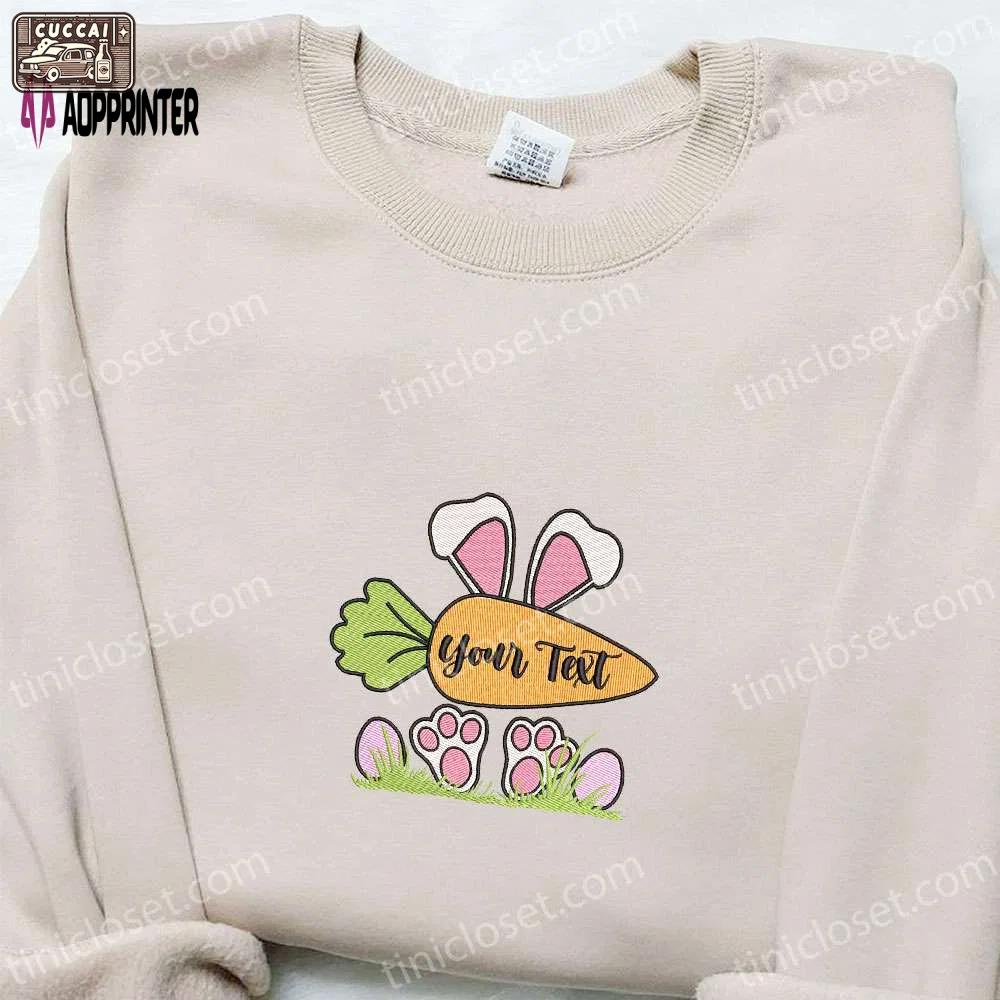 Easter bunny carrot shirt & custom name hoodie: unique thanksgiving gift ideas Embroidered Shirt