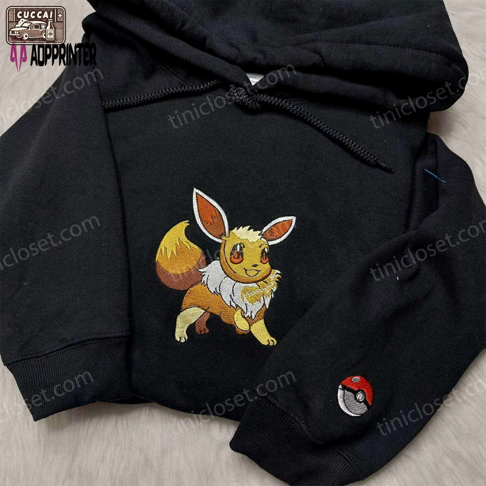 Eevee pokemon embroidered shirt – best anime fan gift for pokemon lovers Embroidered Shirt