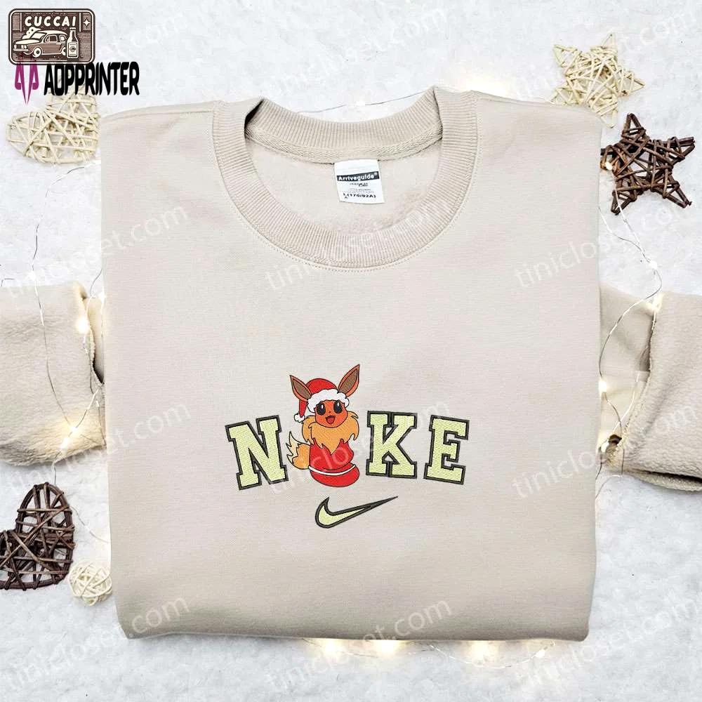 Eevee xmas hat x nike embroidered sweatshirt & shirt: perfect christmas gift ideas Embroidered Shirt