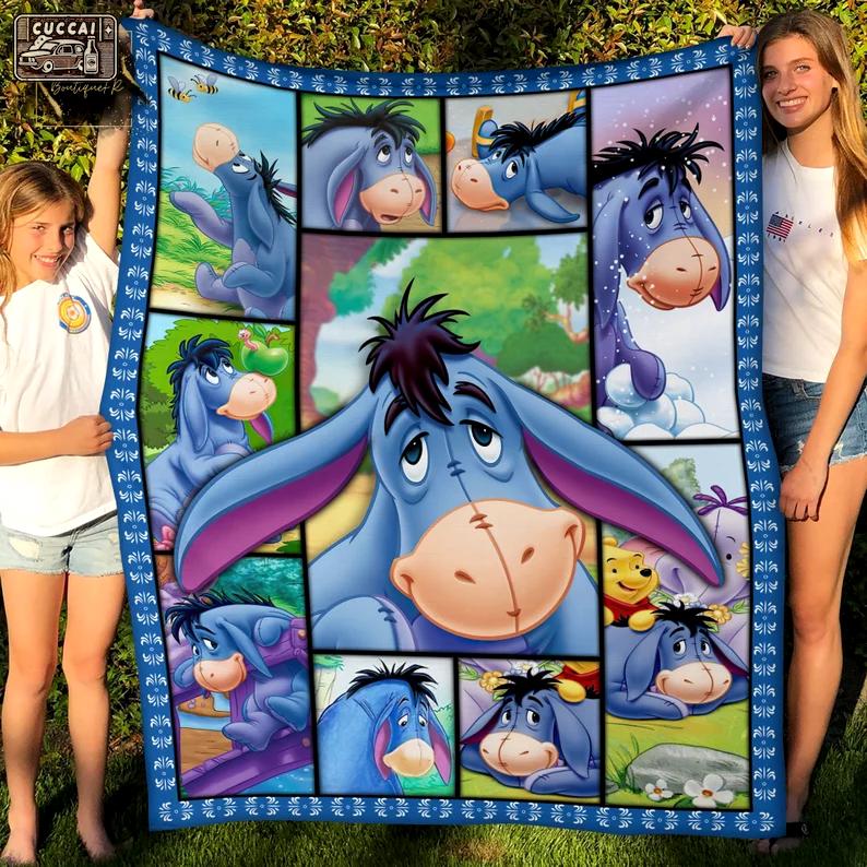 Eeyore in the winnie the pooh fleece blanket, mink sherpa blanket, stuffed donkey blanket, donkey quilt, eeyore quilt Quilt Blanket