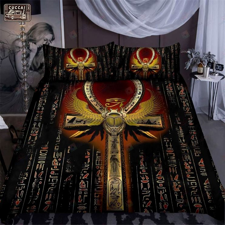 Egyptian ankh scarab bedding set Bedding Sets