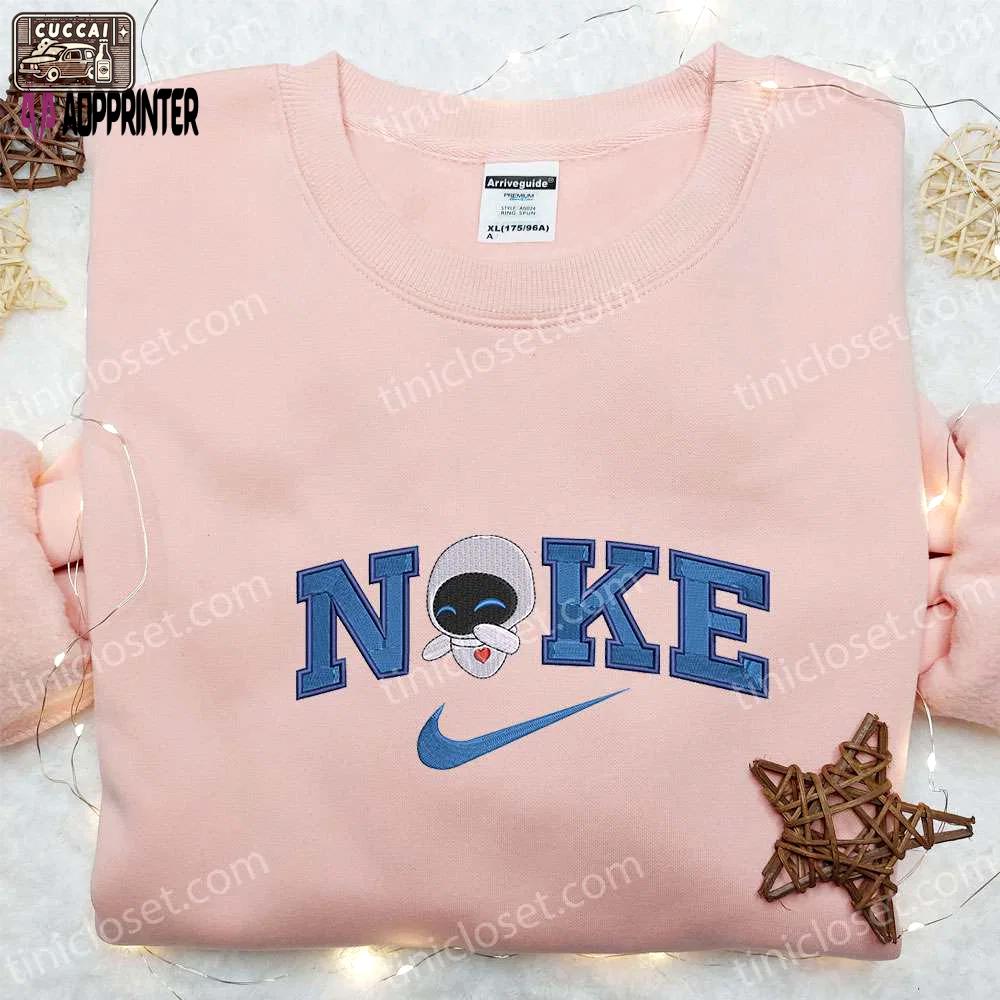 Eve x nike cartoon embroidered shirt – wall e & nike inspired design Embroidered Shirt