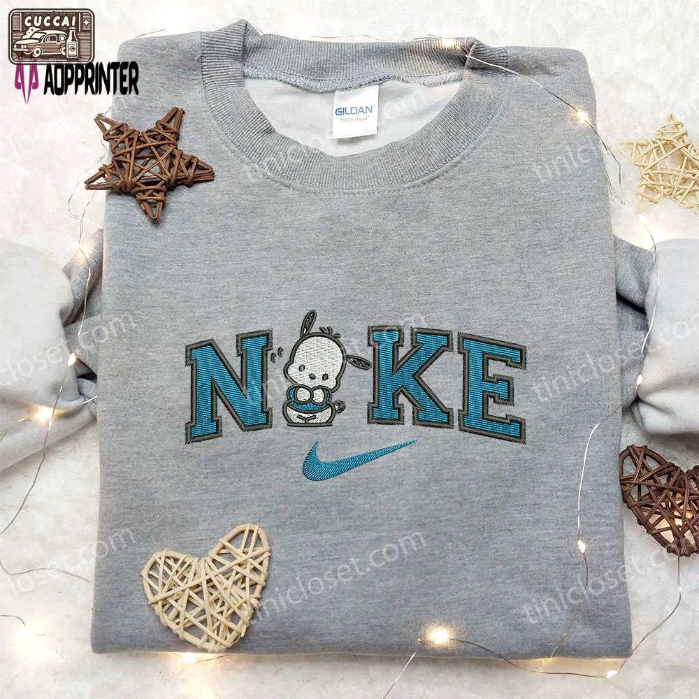 Exclusive pochacco x nike embroidered sweatshirt & hello kitty cartoon shirt nike inspired designs Embroidered Shirt