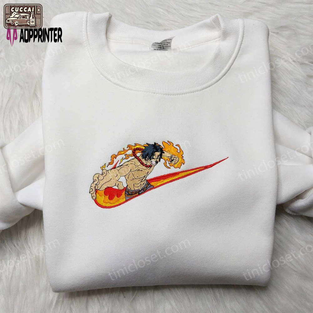 Exclusive portgas d ace nike embroidered shirt & one piece hoodie hot topic anime merch Embroidered Shirt