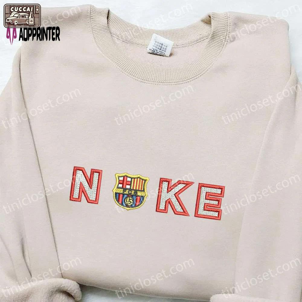 Fc barcelona x nike sport embroidered shirt: best nike inspired gift for sport fans Embroidered Shirt