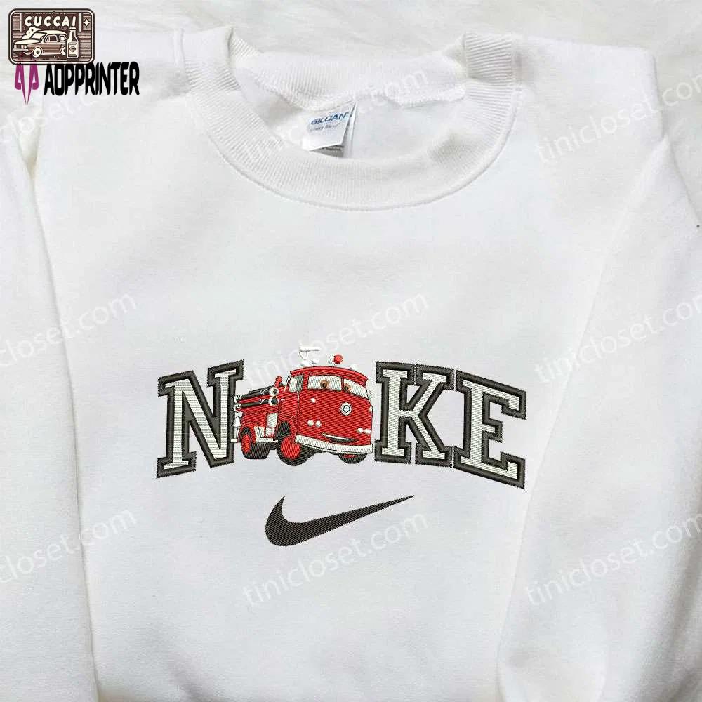 Fire truck x nike embroidered shirt car & custom nike tee limited edition Embroidered Shirt