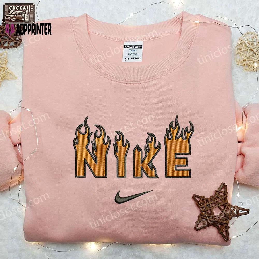 Flame x nike embroidered shirt: perfect gift for son customized & stylish Embroidered Shirt