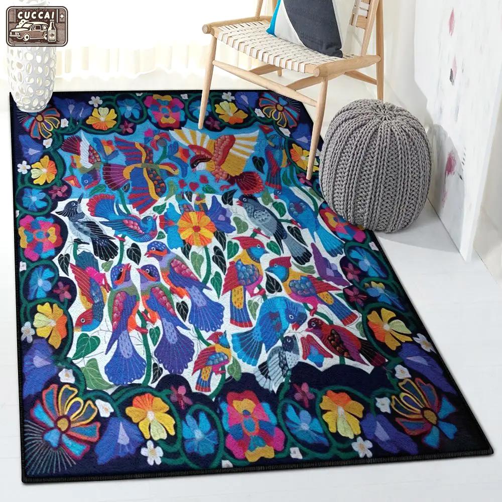 Flower cool rugs, flower garden with birds rug Rectangle Rug