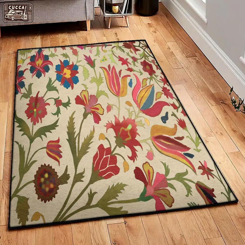Flower garden washable rugs, flower rug Rectangle Rug