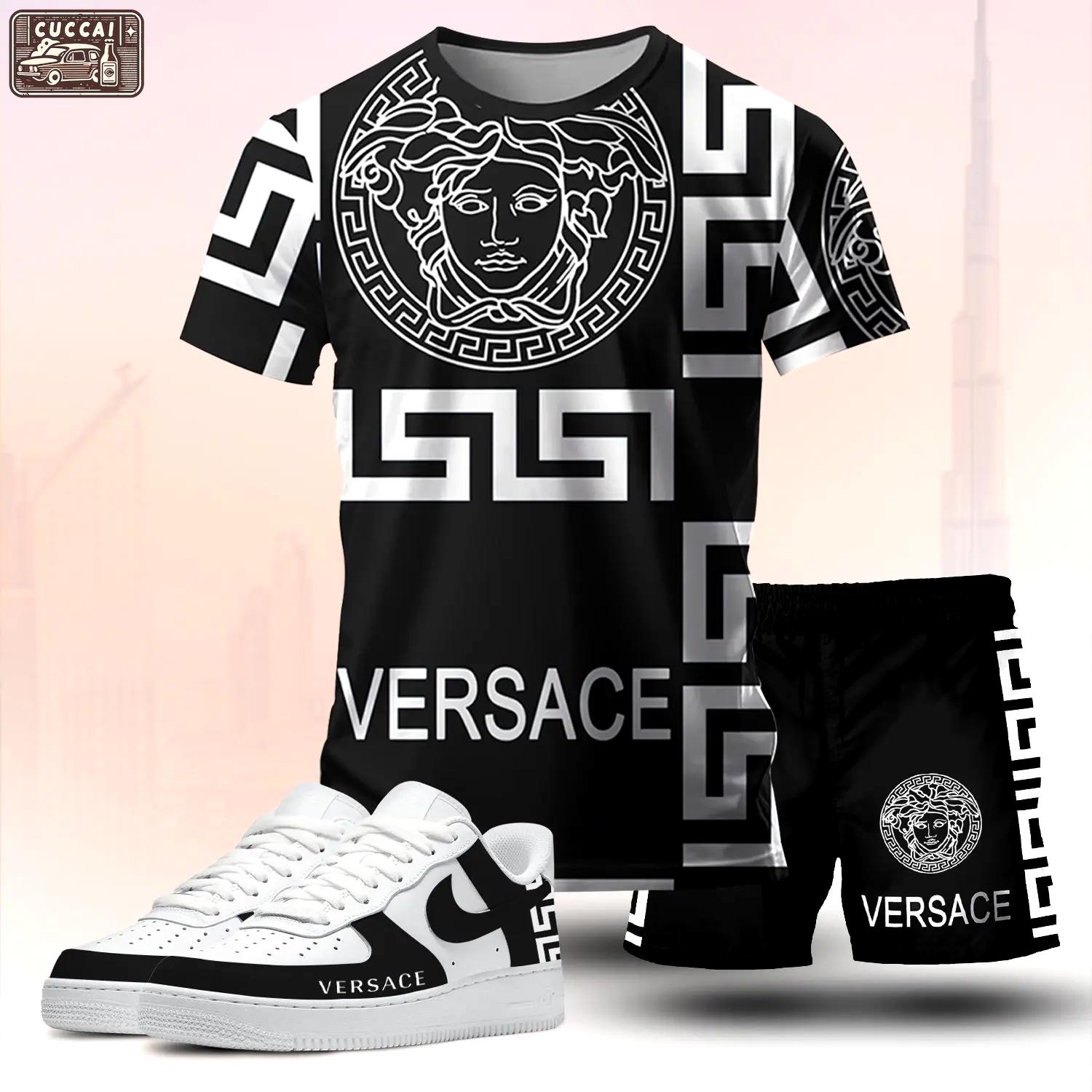 For the girls who love bold monochrome edge, graphic medusa tee outfit t-shirt – black statement print | casual everyday outfit aesthetic ideas T-Shirt Short Sneakers Set