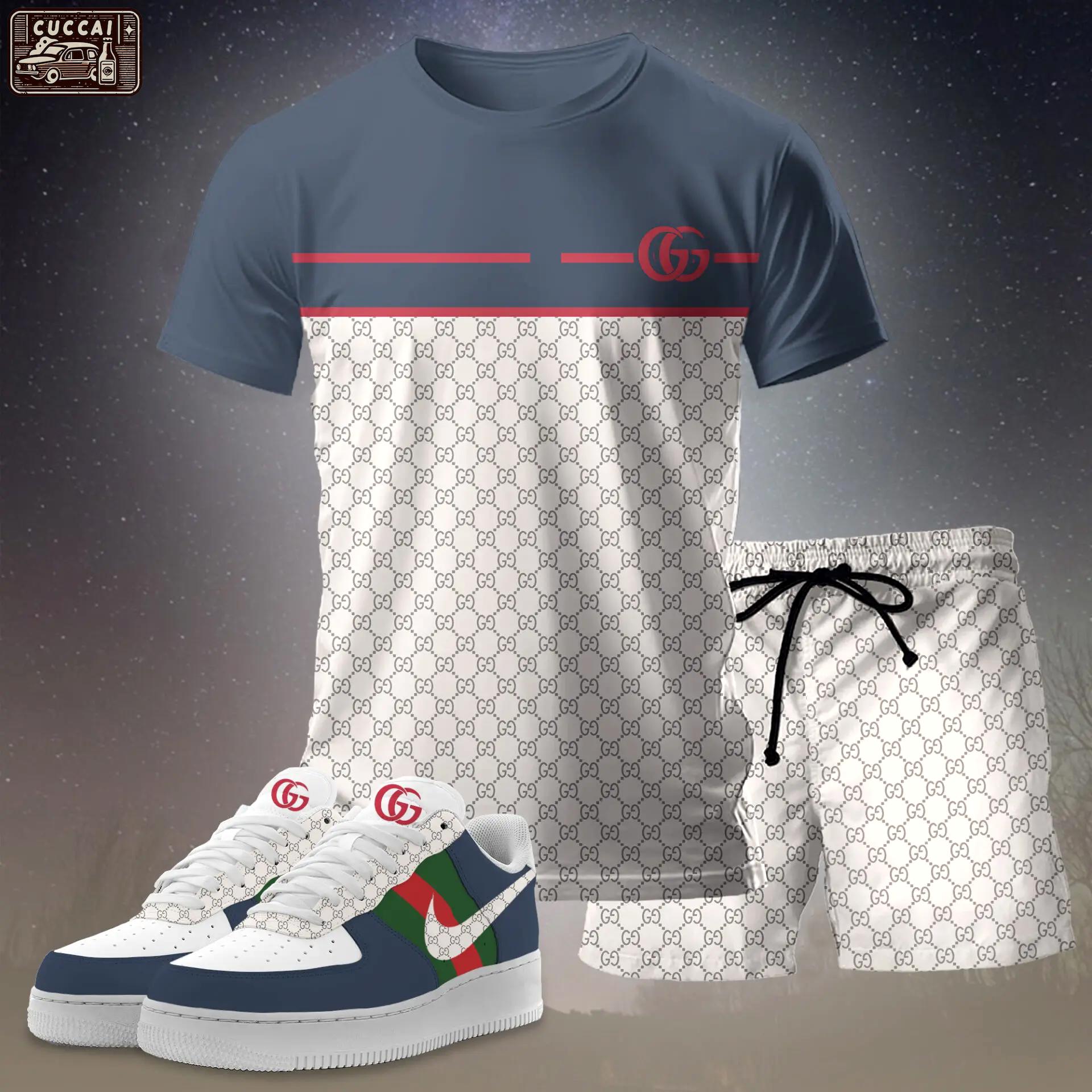 For the girls who love clean sporty contrast, minimal stripe logo tee outfit t-shirt – navy and white monogram print | casual everyday outfit aesthetic ideas T-Shirt Short Sneakers Set