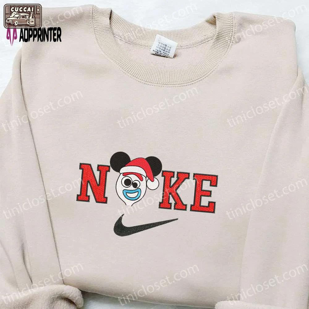Forky mickey disney christmas x nike embroidered sweatshirt: cartoon shirt best gift ideas Embroidered Shirt