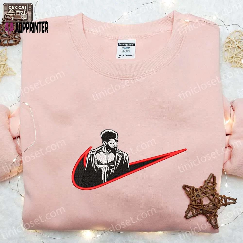 Frank castle x nike embroidered shirt marvel universe sweatshirt custom hoodie Embroidered Shirt