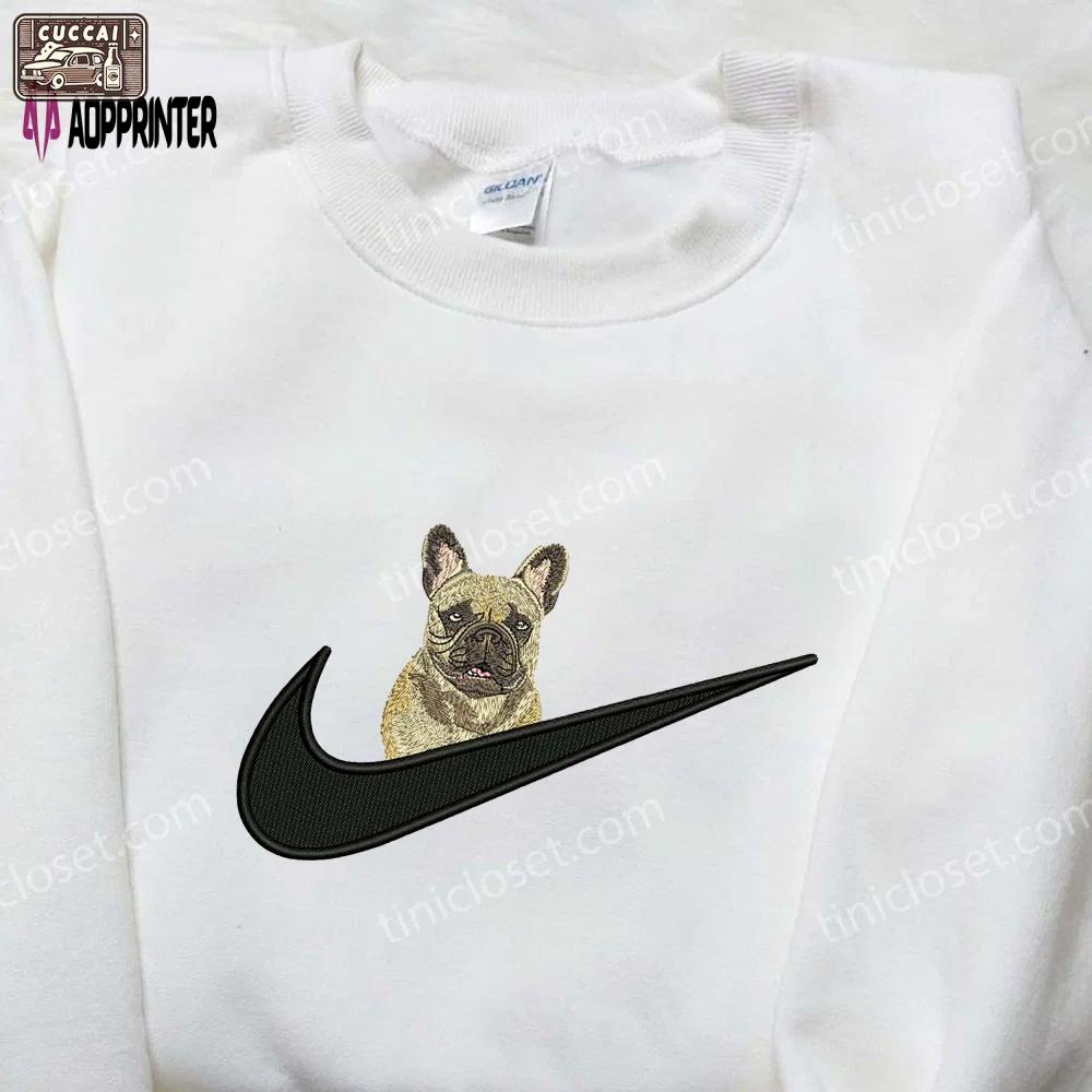 French bulldog x nike embroidered shirt – custom animal tee Embroidered Shirt