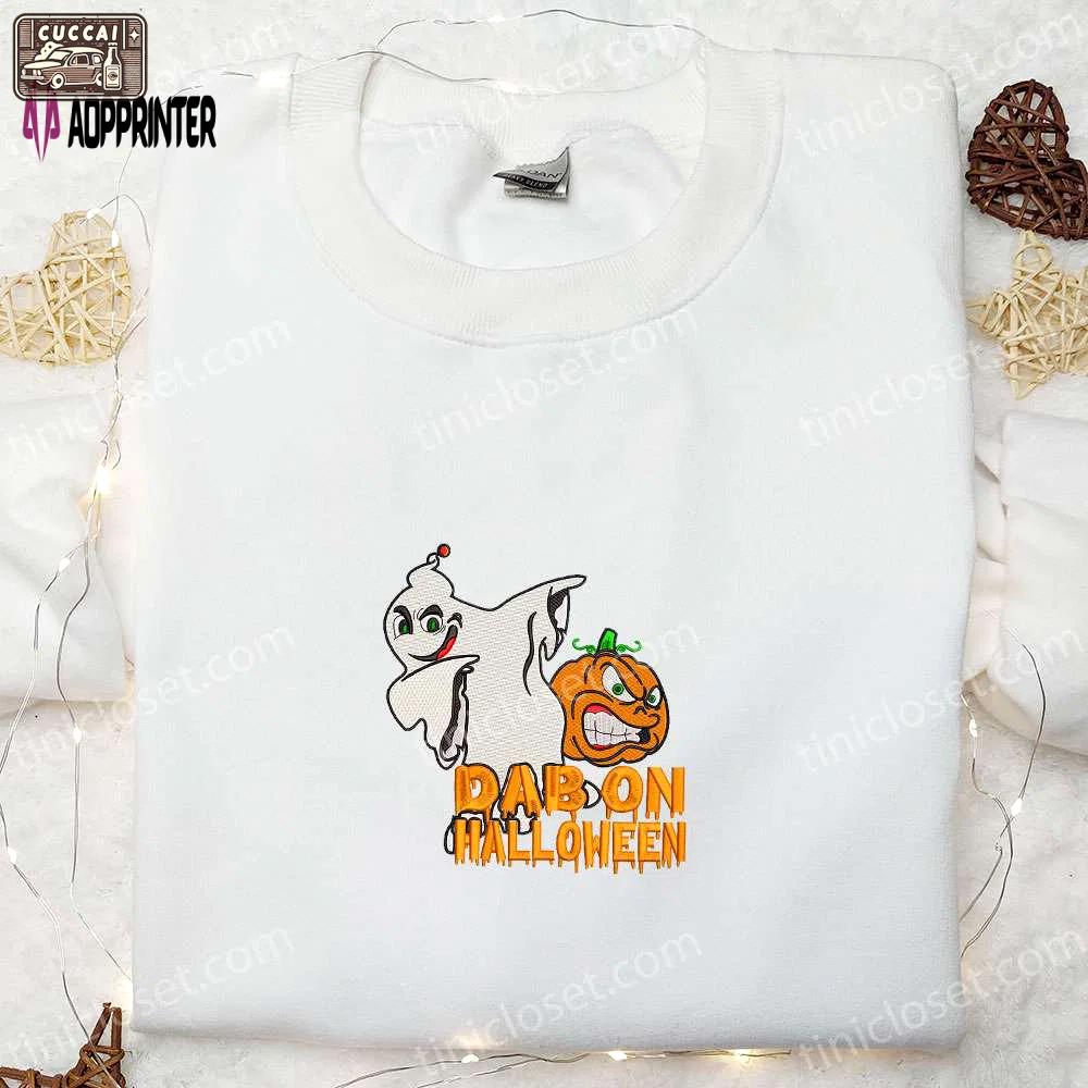 Funny halloween ghost embroidered shirt – spooky dab shirt for a hauntingly good time! Embroidered Shirt