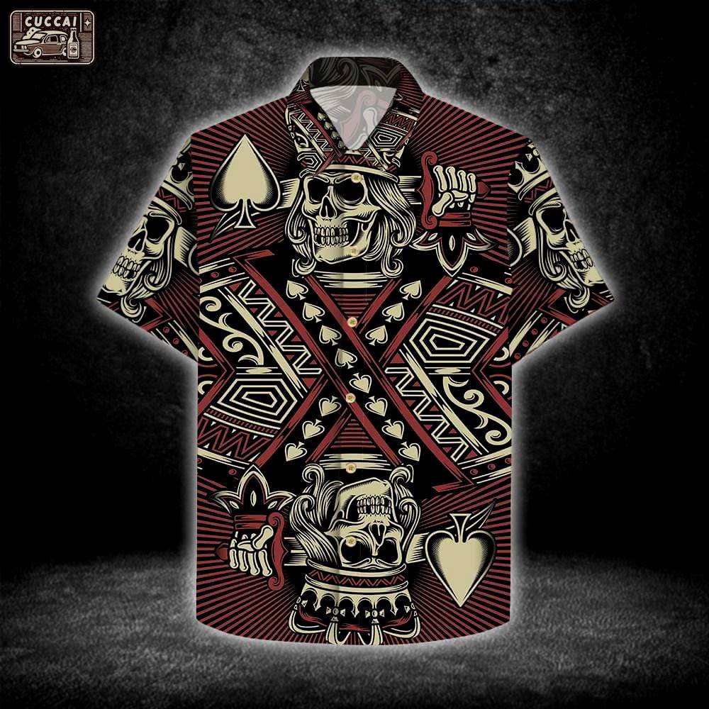 Gamble ace king skull poker gothic hawaiian shirts Hawaii Shirt Shorts & Flip Flops
