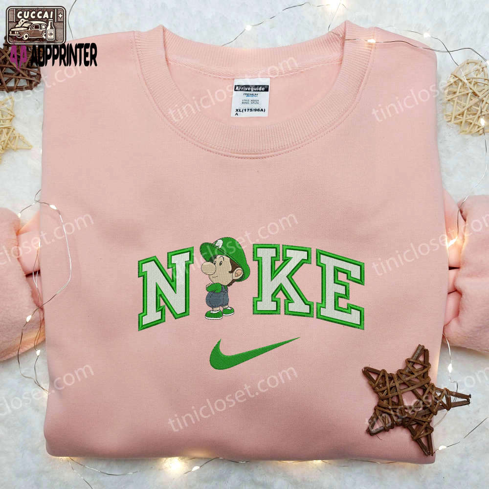 Game mario baby luigi x nike embroidered shirt: stylish nike embroidered shirt for fans Embroidered Shirt