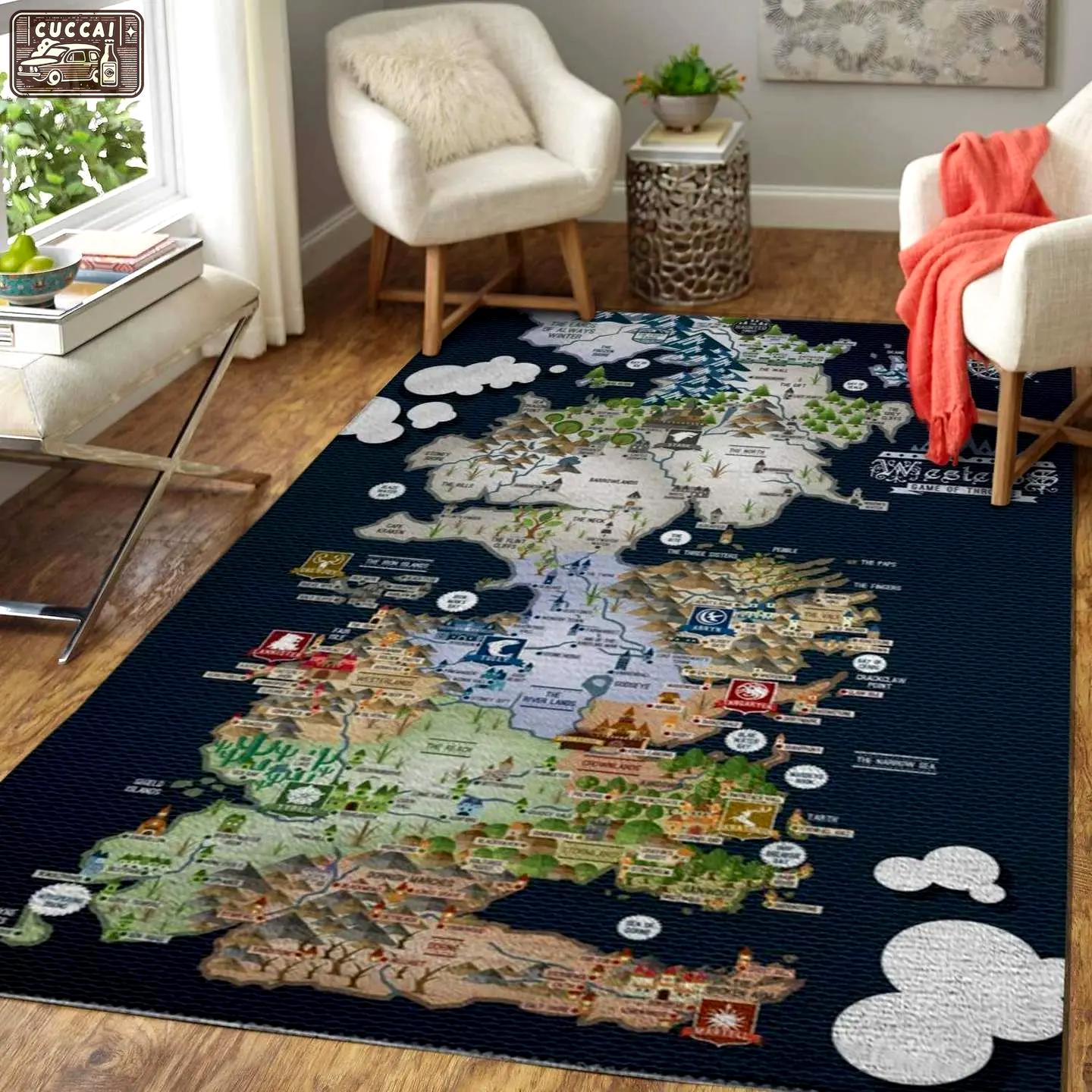 Game of thrones westeros map rug area rug living room carpet rug regtangle carpet floor decor home decor Rectangle Rug