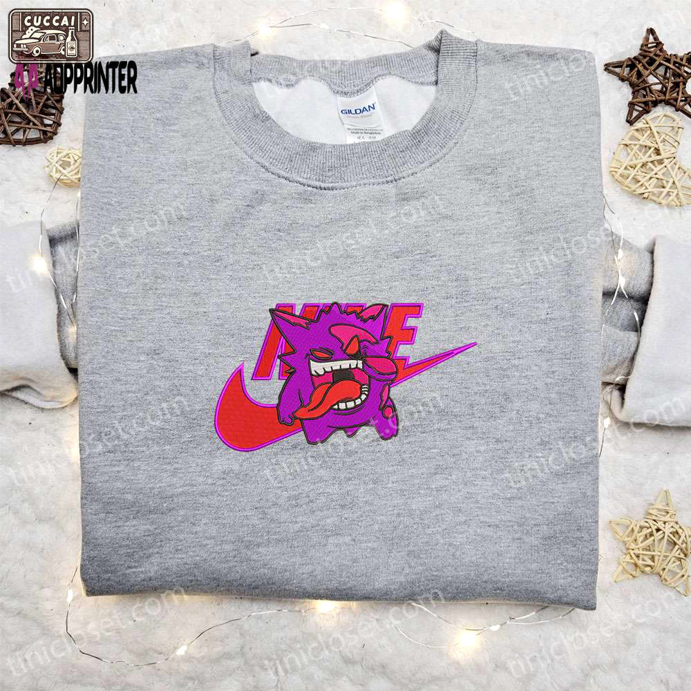 Gengar pokemon x nike embroidered sweatshirt & shirt – best family birthday gift ideas Embroidered Shirt