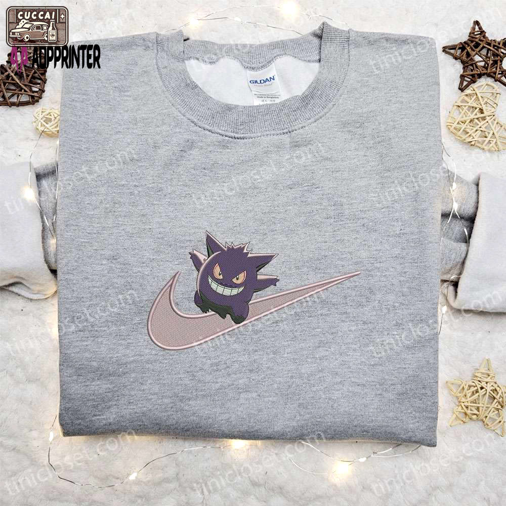 Gengar x nike swoosh embroidered hoodie & pokemon nike inspired shirts Embroidered Shirt