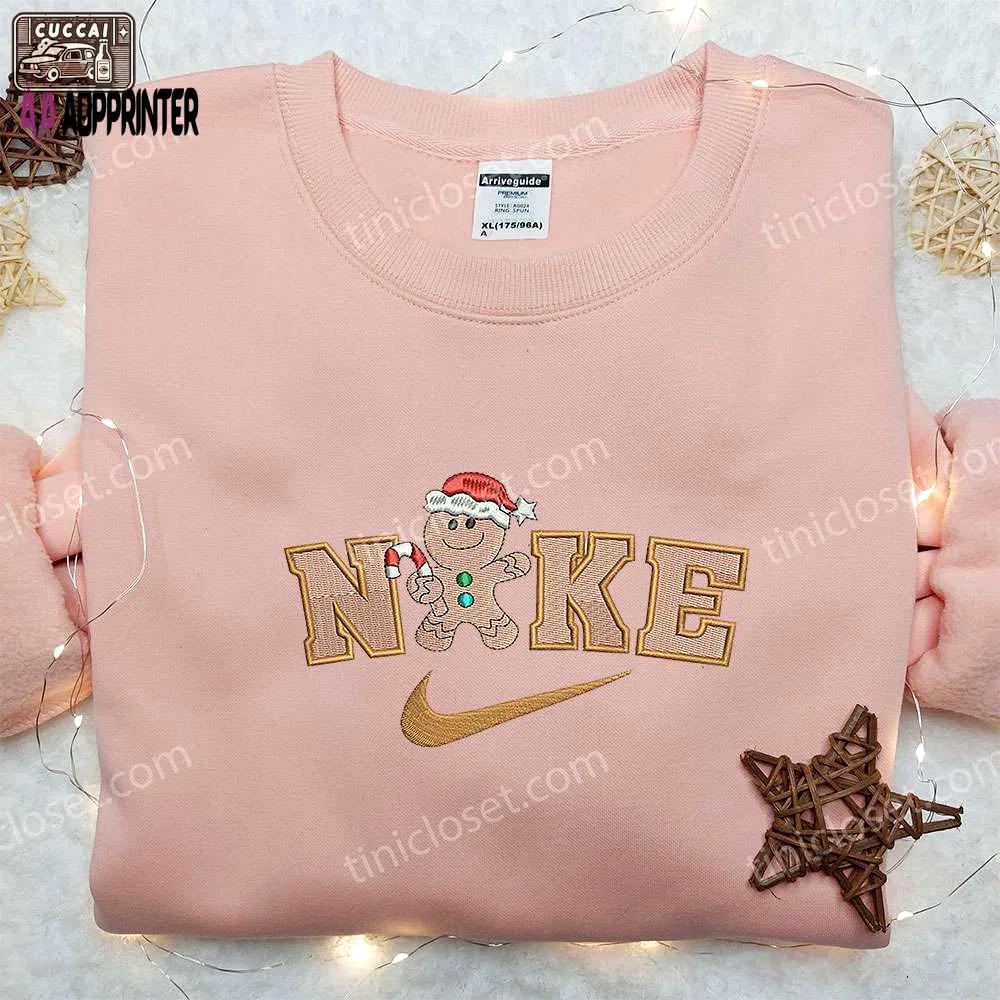Get festive with gingerbread xmas x nike embroidered hoodie & shirt – best christmas gift ideas Embroidered Shirt