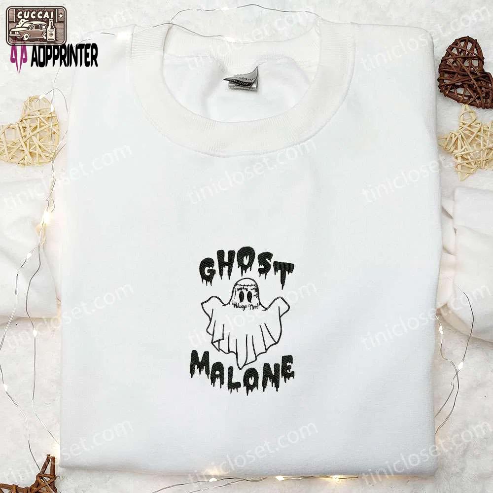 Ghost malone & horror characters embroidered shirt: perfect halloween gift Embroidered Shirt