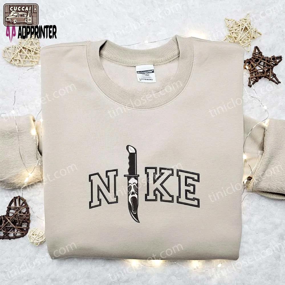 Ghostface knife x nike hoodie & shirt: best halloween gift ideas Embroidered Shirt