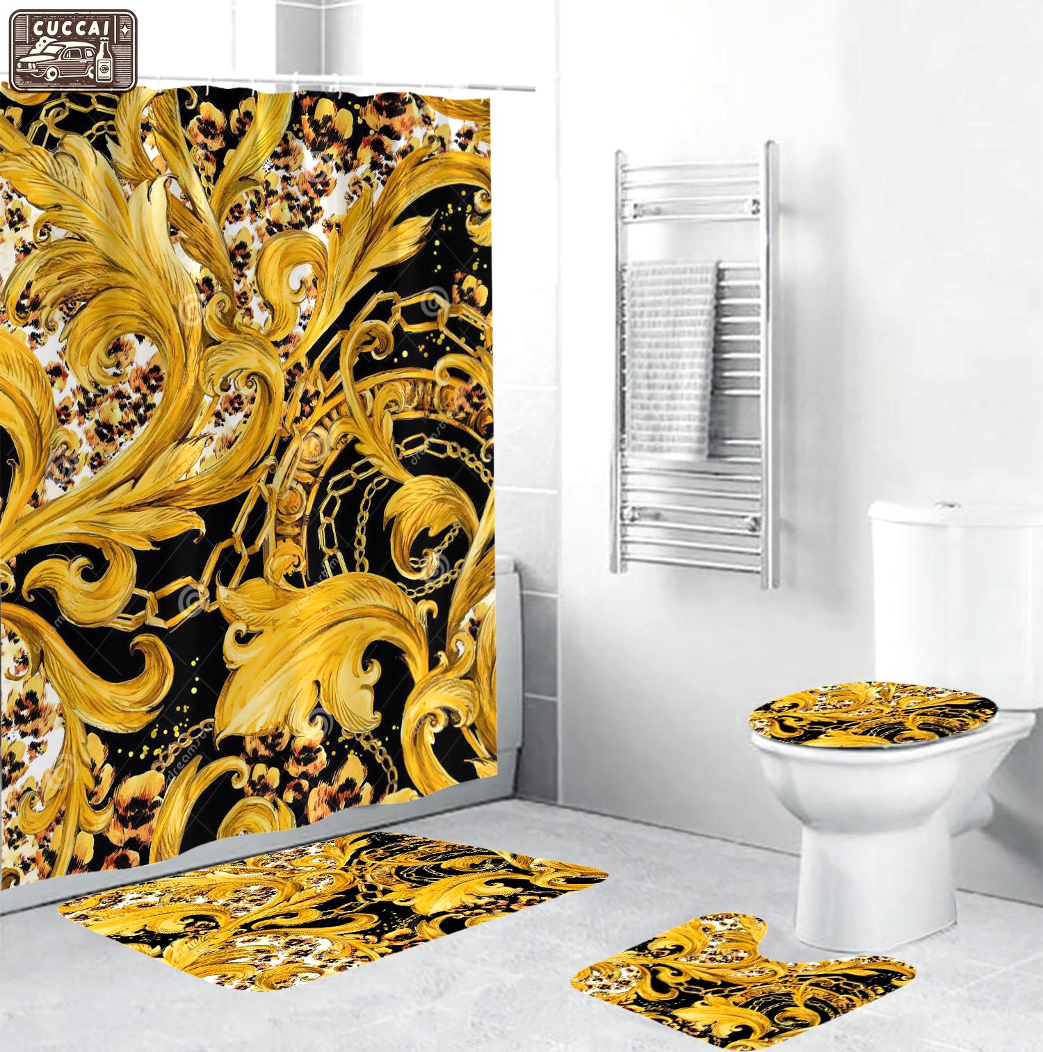 Gianni versace baroque home decor bath mat bathroom sets luxury fashion brand hypebeast Bathroom Set