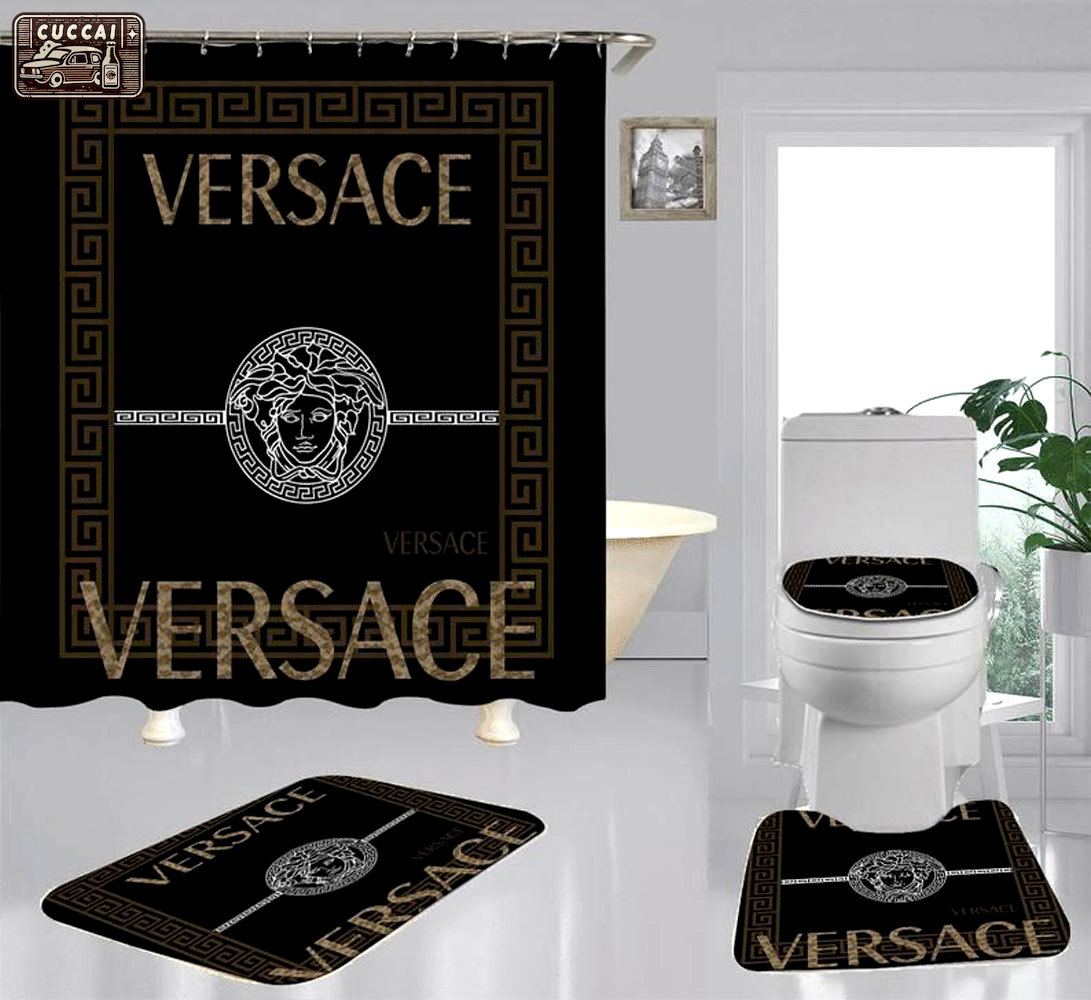Gianni versace black bath mat home decor luxury fashion brand hypebeast bathroom sets Bathroom Set