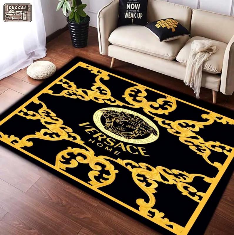 Gianni versace gold logo type 1028. Upgrade Your Living Room with Luxury Home Decor: Area Carpets, Floor Decor, Door Mats, and Hot Gift Items with style a High-End Fashion Brand Rectangle Rug