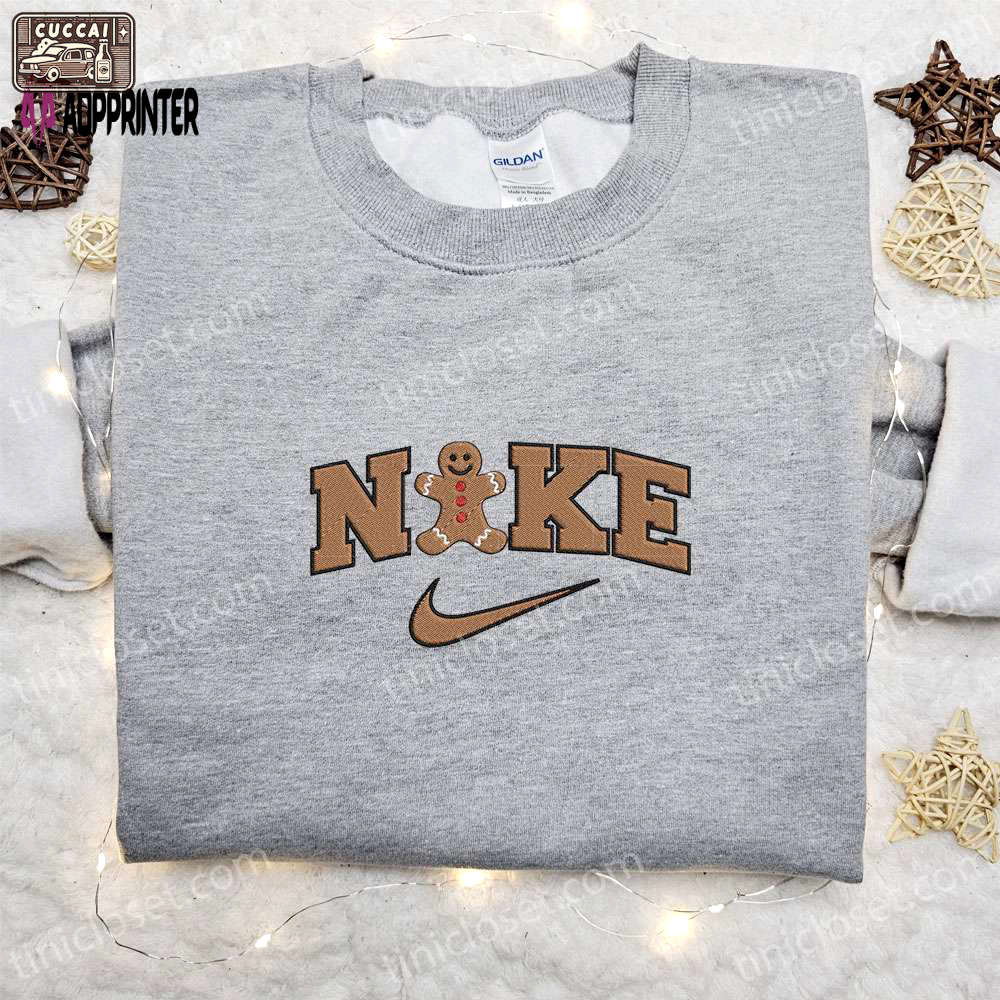 Gingerbread x nike embroidered sweatshirt: best christmas gift for family Embroidered Shirt