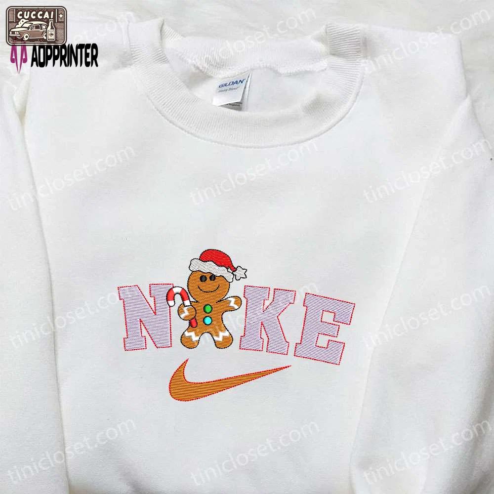 Gingerbread x nike embroidered tshirt: best christmas gift nike inspired shirt Embroidered Shirt