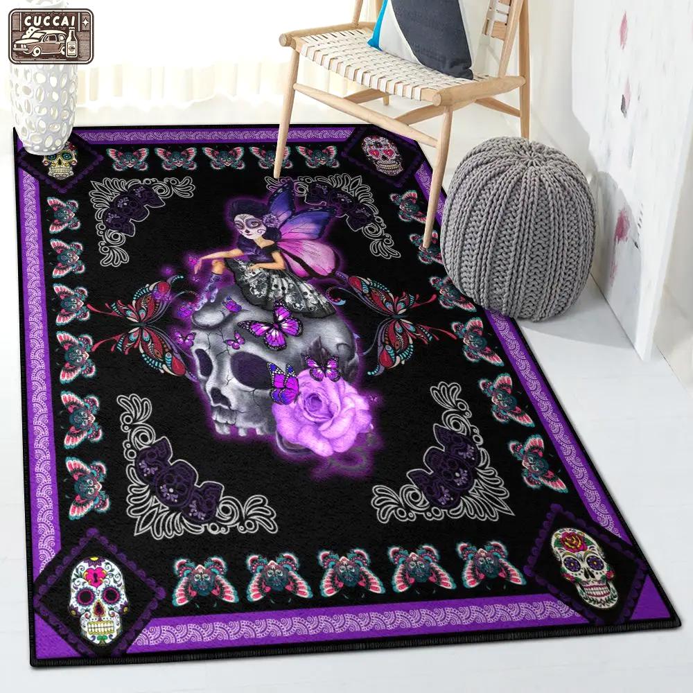 Girl cool rugs, sugar skull butterfly girl gs cl rug Rectangle Rug