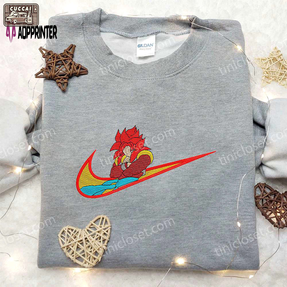 Gogeta ss4 x nike embroidered shirt: dragon ball custom apparel Embroidered Shirt