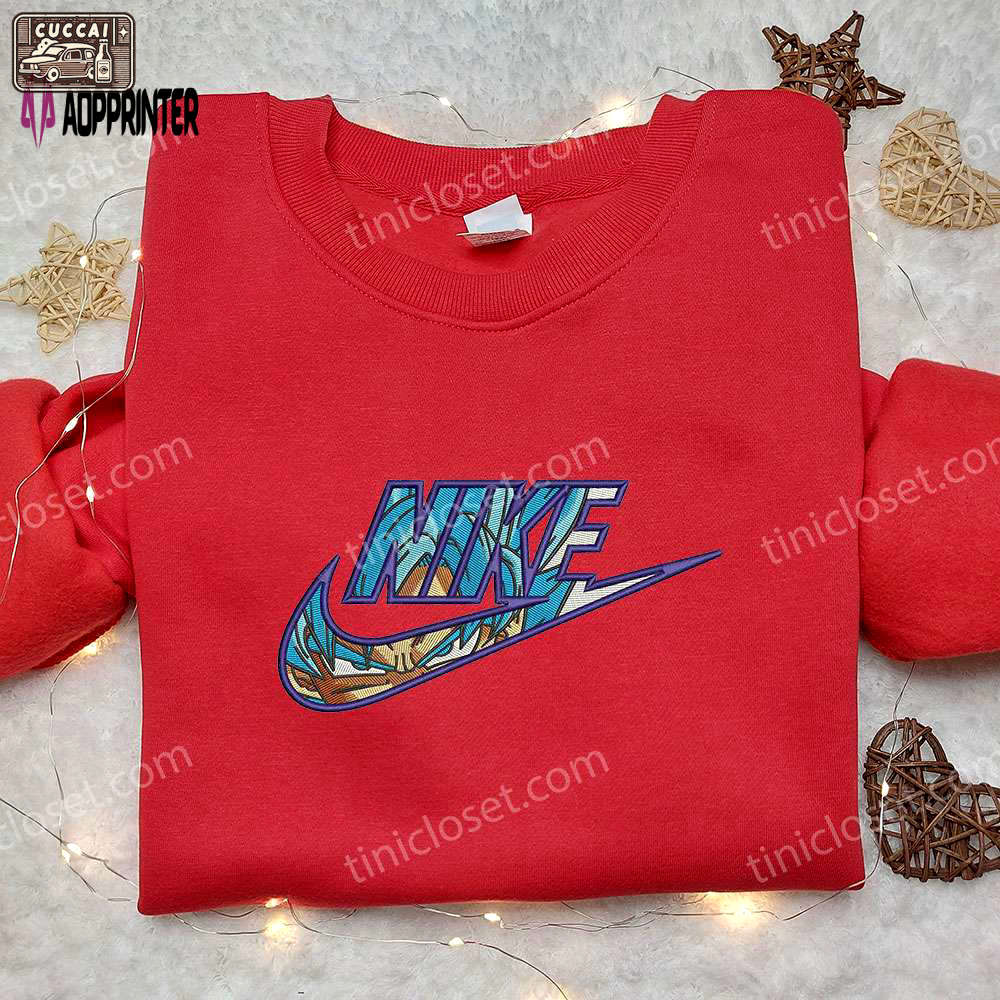 Goku blue x nike embroidered shirt: dragon ball custom apparel Embroidered Shirt