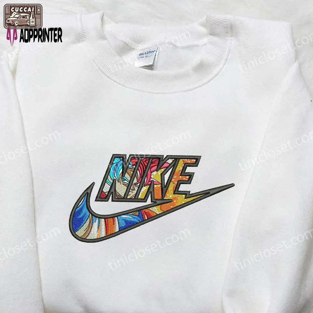 Goku fire x nike embroidered sweatshirt: best family gift nike inspired shirt Embroidered Shirt