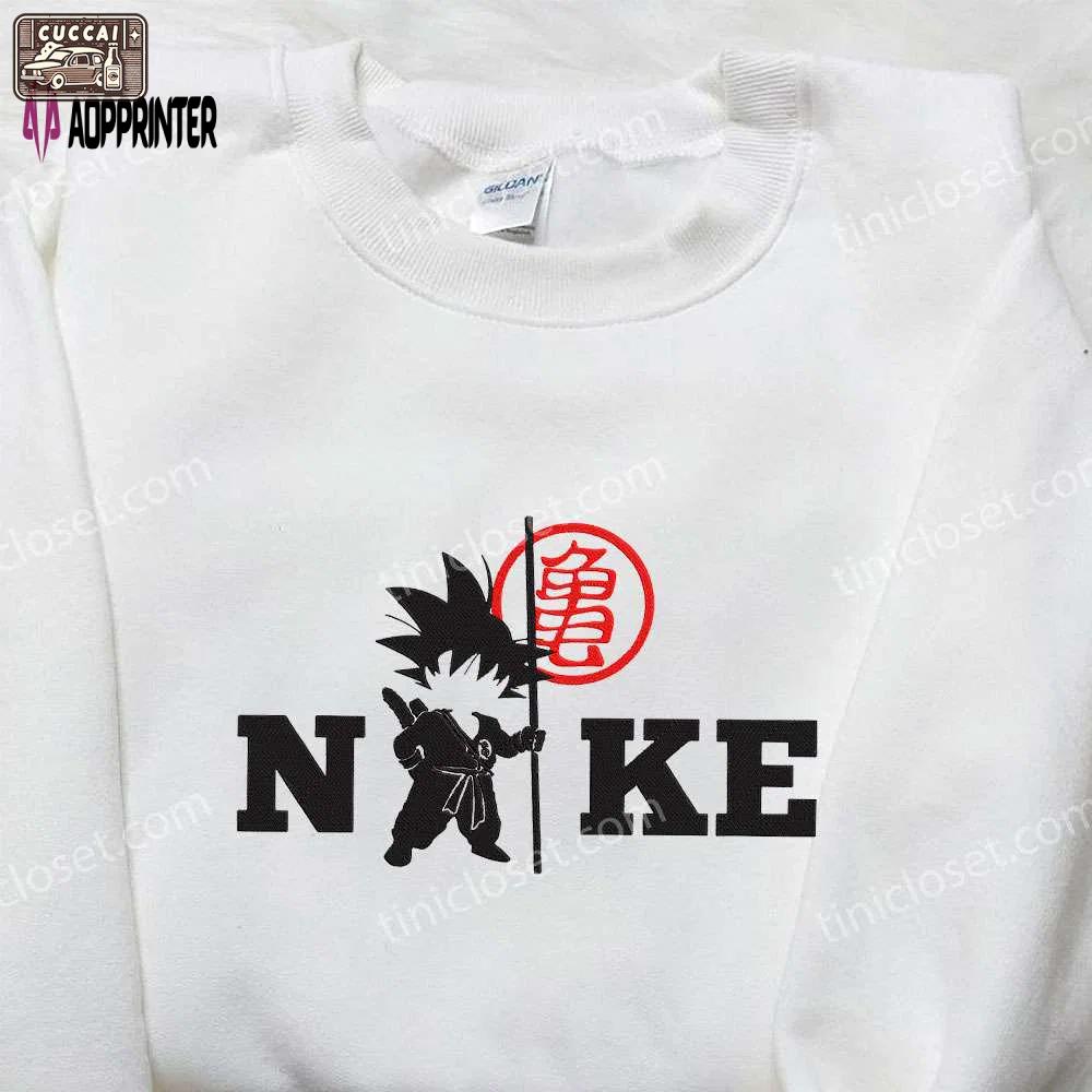 Goku kid x nike anime embroidered hoodie & dragon ball shirt – nike inspired unique designs Embroidered Shirt