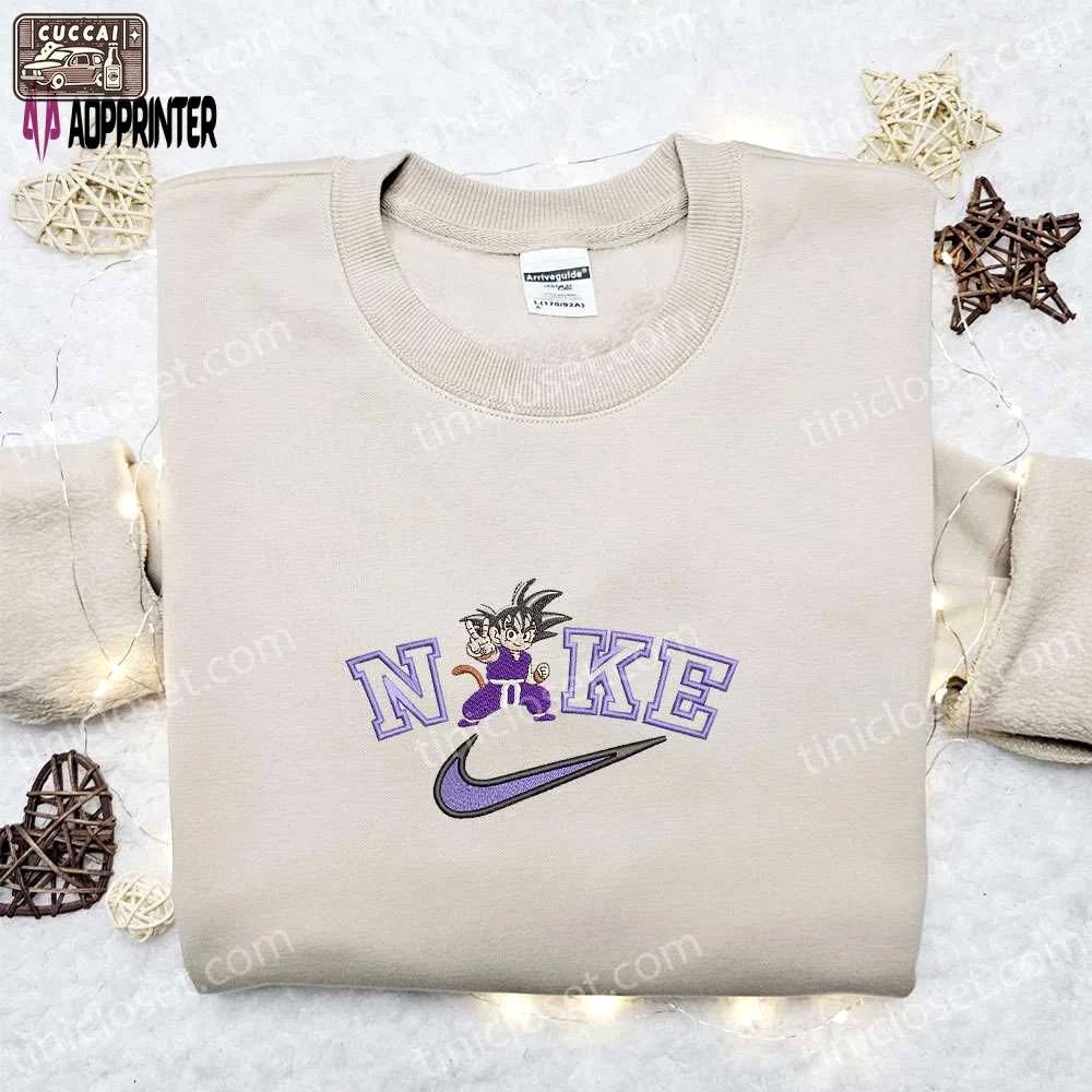 Goku kid x nike anime embroidered shirt – dragon ball inspired nike shirt Embroidered Shirt