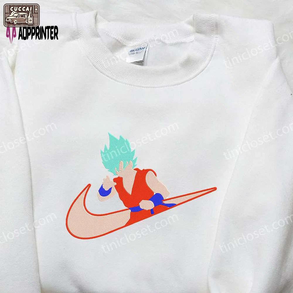 Goku super saiyan blue x nike embroidered shirt – dragon ball & custom design Embroidered Shirt